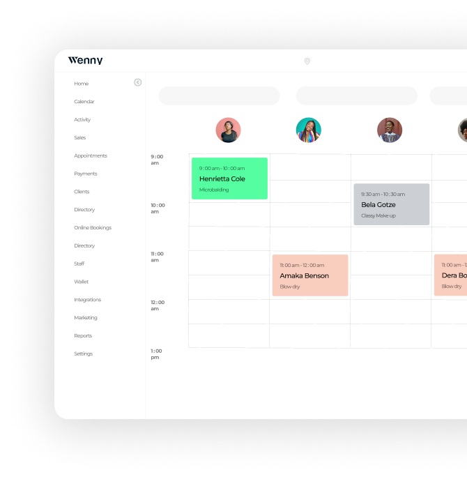 Wenny app dashboard